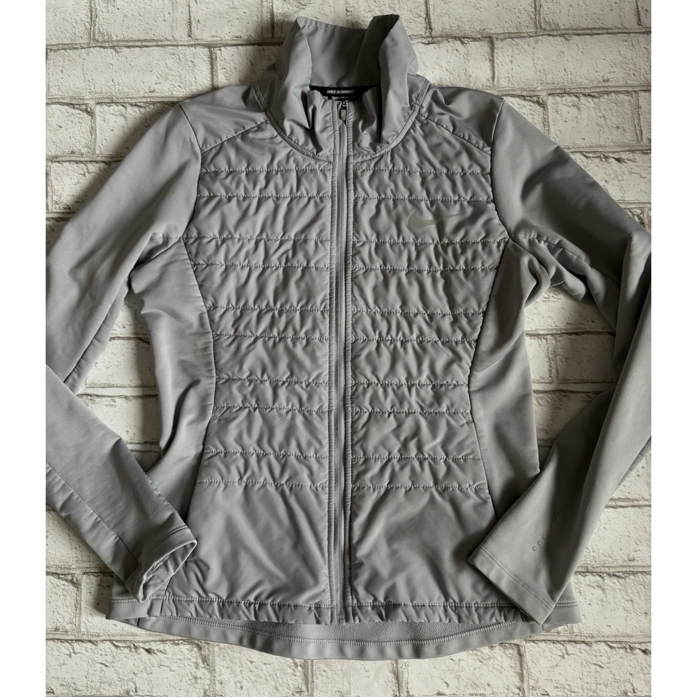Women's Nike Running Synthetic Thermore Jacket Size S Full Zip‎ Gray